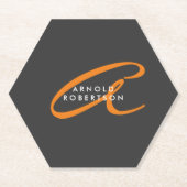 カスタマイズモノグラムプレーングレートレンディー名イニシャル ペーパーコースター (正面)