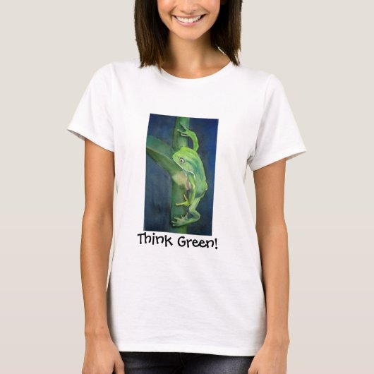 カスタマイズユニークな環境を考えるのカエルの地球温暖化 Tシャツ (正面)