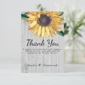 カスタマイズラスティック シックなひまわり バーンワッド サンキューカード (スタンド正面)