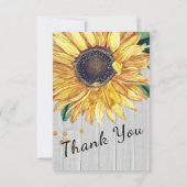 カスタマイズラスティック シックなひまわり バーンワッド サンキューカード (裏面)
