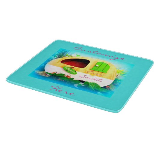 カスタマイズレトロのヴィンテージのキャンピングカーの青 カッティングボード (角)