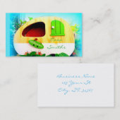 カスタマイズレトロのヴィンテージのキャンピングカーの青 名刺 (正面/裏面)