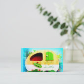 カスタマイズレトロのヴィンテージのキャンピングカーの青 名刺 (スタンド正面)