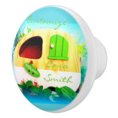 カスタマイズレトロのヴィンテージのキャンピングカーパターン青 セラミックノブ (右)