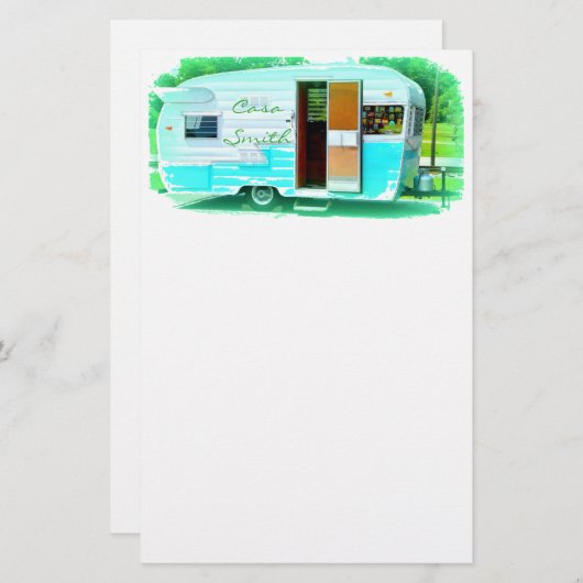カスタマイズレトロのヴィンテージのキャンピングカー 便箋 (正面/裏面)