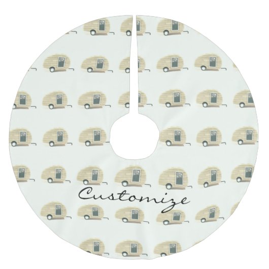 カスタマイズレトロのヴィンテージの涙のキャンピングカー ブラッシュドポリエステルツリースカート (正面)