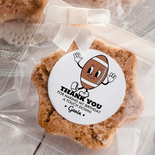 カスタマイズレトロサッカー誕生日パーティーありがとう ラウンドシール