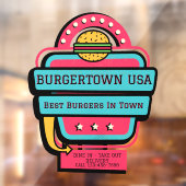 カスタマイズレトロバーガーレストランフロント ウィンドウサイン (シート2)