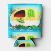 カスタマイズレトロヴィンテージキャンパーブルー 缶クーラー (正面)