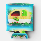 カスタマイズレトロヴィンテージキャンパーブルー 缶クーラー (裏面)