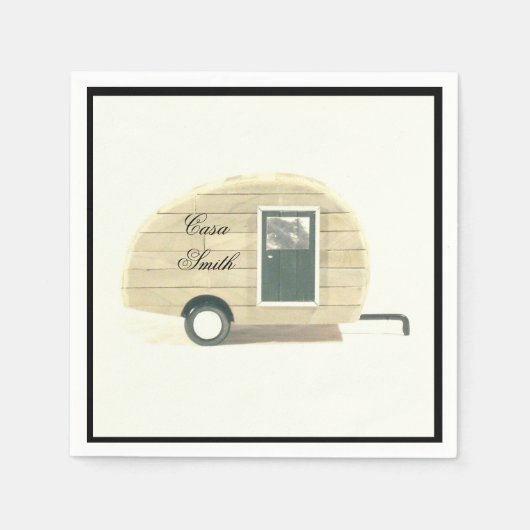 カスタマイズレトロヴィンテージティアドロップキャンパー スタンダードカクテルナプキン (正面)