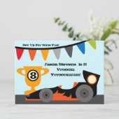 カスタマイズレースカーの誕生日の招待状 招待状 (スタンド正面)