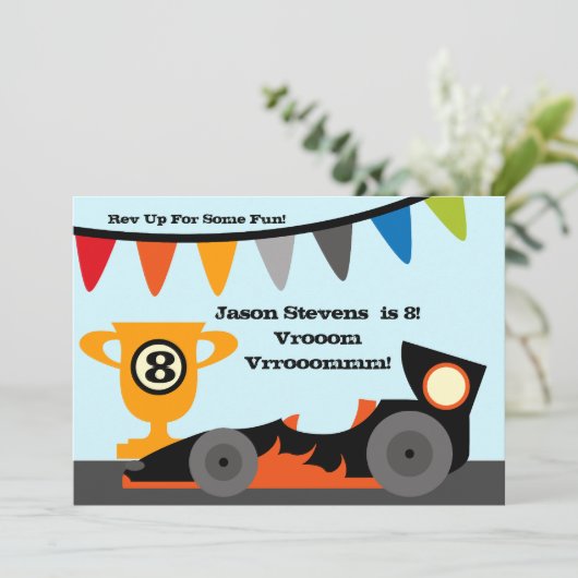 カスタマイズレースカーの誕生日の招待状 招待状