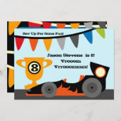 カスタマイズレースカーの誕生日の招待状 招待状 (正面/裏面)