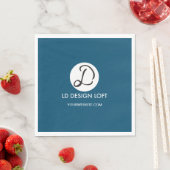 カスタマイズロゴとロゴ付きダークブルーのカクテルナプキン スタンダードランチョンナプキン (インサイチュ)