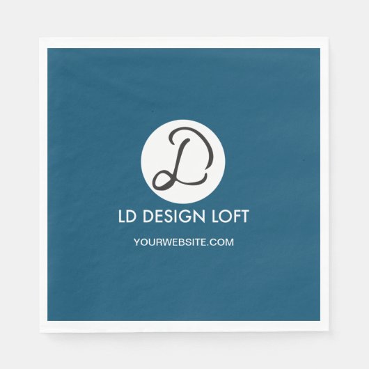 カスタマイズロゴとロゴ付きダークブルーのカクテルナプキン スタンダードランチョンナプキン (正面)