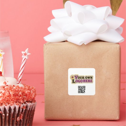 カスタマイズロゴとQRコード正方形ステッカー スクエアシール (パーティー)