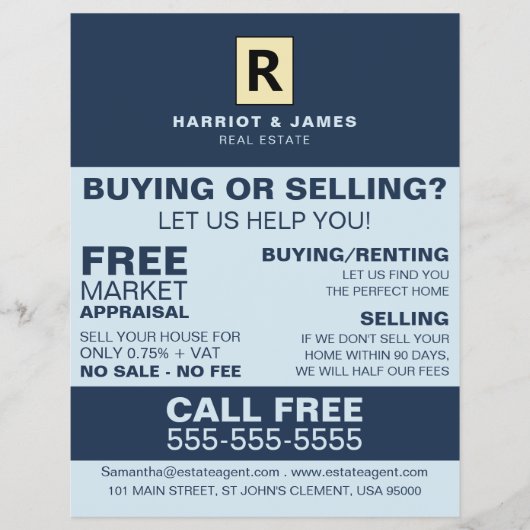 カスタマイズロゴ付きの不動産仲介業者向けのフライヤー チラシ (正面)