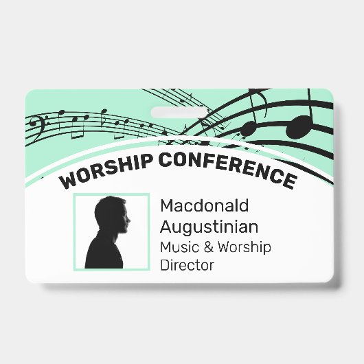 カスタマイズロゴ写真ID代表 音楽 スタッフ バッジ (正面)