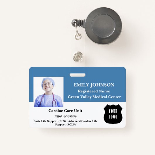 カスタマイズロゴ登録ナース バッジ (正面リトラクタブル付き)