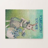 カスタマイズヴィンテージイースターバニーラビット素朴 ジグソーパズル (横)