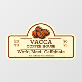 カスタマイズヴィンテージコーヒー豆ショップフロントドア ウィンドウサイン