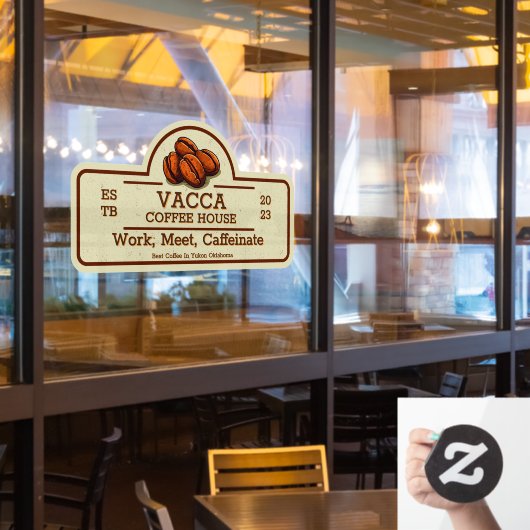 カスタマイズヴィンテージコーヒー豆ショップフロント ウィンドウサイン (レストラン窓)