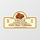 カスタマイズヴィンテージコーヒー豆ショップフロント ウィンドウサイン (シート)