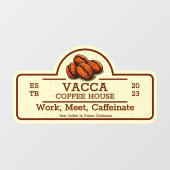 カスタマイズヴィンテージコーヒー豆ショップフロント ウィンドウサイン (シート)