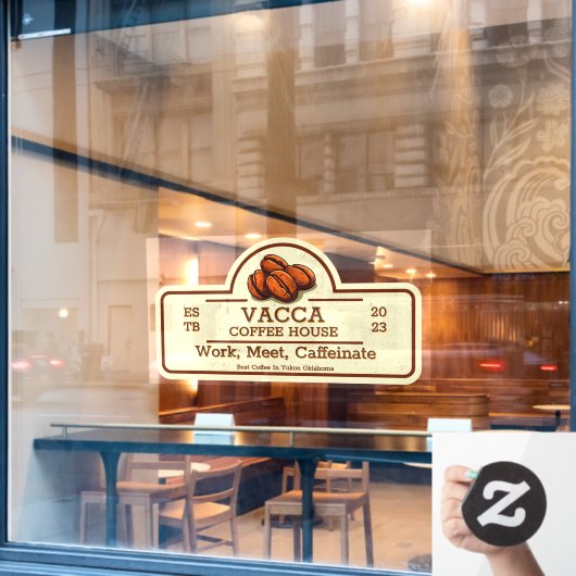 カスタマイズヴィンテージコーヒー豆ショップフロント ウィンドウサイン (カフェ窓)