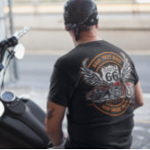 カスタマイズヴィンテージバイクルート66エンジェルウィングス Tシャツ