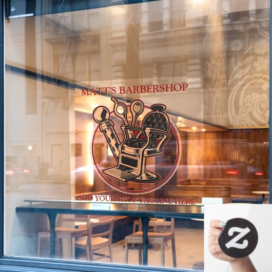 カスタマイズヴィンテージバーバーショップフロント ウィンドウサイン (カフェ窓)