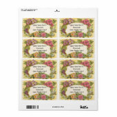 カスタマイズヴィンテージフローラキャニングまたはキャンドルラベル ラベル (フルシート)