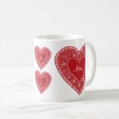 カスタマイズヴィンテージレースハートマググ コーヒーマグカップ (正面右)