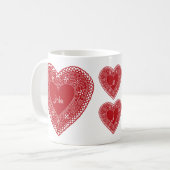 カスタマイズヴィンテージレースハートマググ コーヒーマグカップ (正面左)