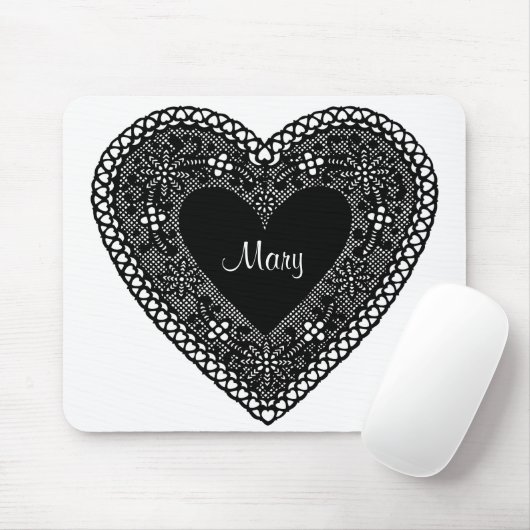 カスタマイズヴィンテージレースハート マウスパッド (マウス)
