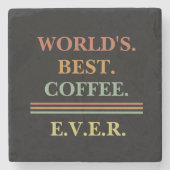 カスタマイズヴィンテージ文字 |世界のコ最高のーヒー・エバー ストーンコースター (正面)
