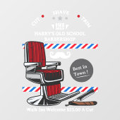 カスタマイズヴィンテージ理容師ショップチェアひげカミソリ ウィンドウサイン (シート)