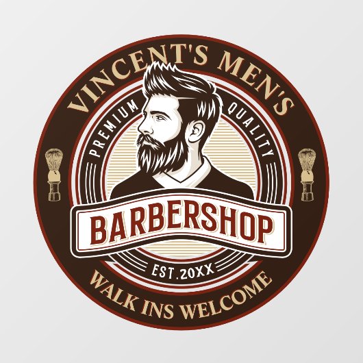 カスタマイズヴィンテージ理容師ショッモダンプ ウィンドウサイン (シート)