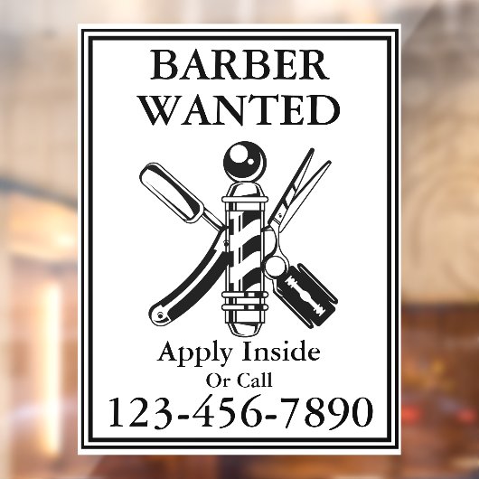 カスタマイズヴィンテージ理容師指名手配理容師ショップ ウィンドウサイン (シート2)