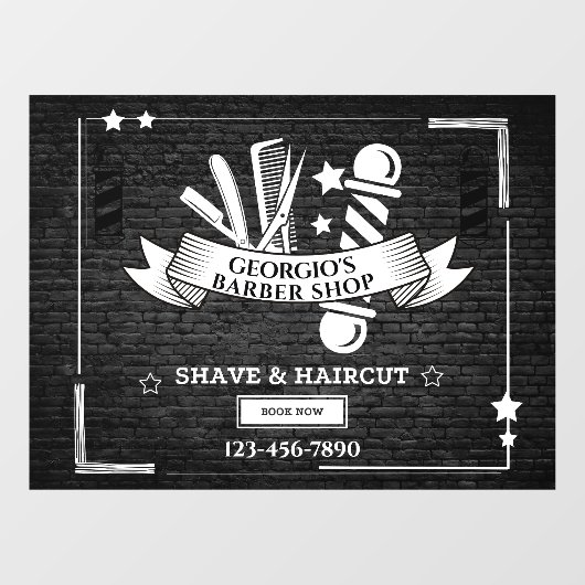 カスタマイズヴィンテージ理容師極記号 ウィンドウサイン (シート)