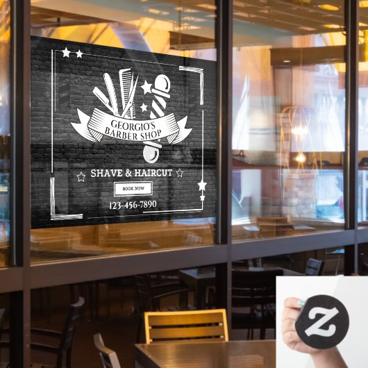 カスタマイズヴィンテージ理容師極記号 ウィンドウサイン (レストラン窓)