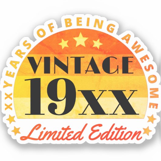 カスタマイズヴィンテージ限定版誕生日スクエア シール (正面)