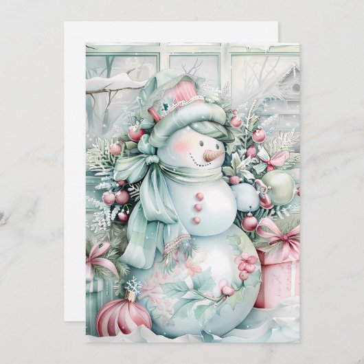 カスタマイズヴィンテージ雪だるま シーズンカード (正面/裏面)