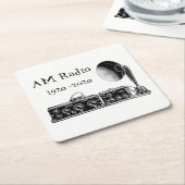 カスタマイズヴィンテージAM無線受信機 スクエアペーパーコースター (アングル)
