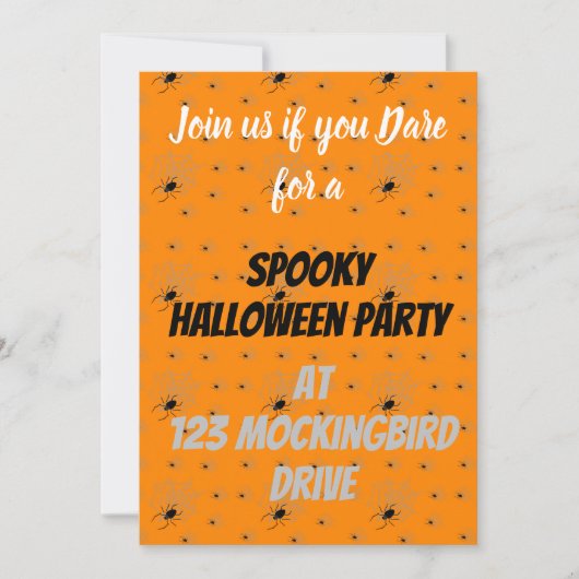 カスタマイズ不気味可能なスパイダーハロウィーン招待状 招待状 (正面)