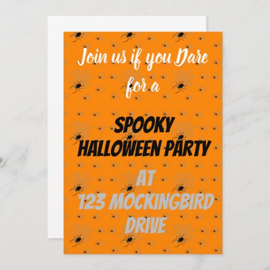 カスタマイズ不気味可能なスパイダーハロウィーン招待状 招待状 (正面/裏面)