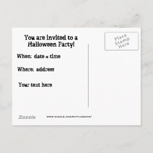 カスタマイズ不気味猫ハロウィン招待状葉書 インビテーションポストカード (裏面)