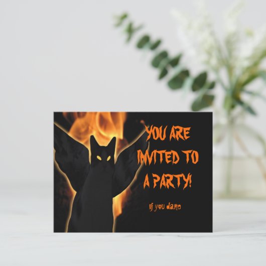 カスタマイズ不気味猫ハロウィン招待状葉書 インビテーションポストカード (スタンド正面)