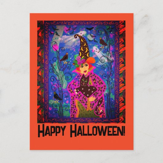 カスタマイズ不気味Bewitching Halloween Night ポストカード (正面)